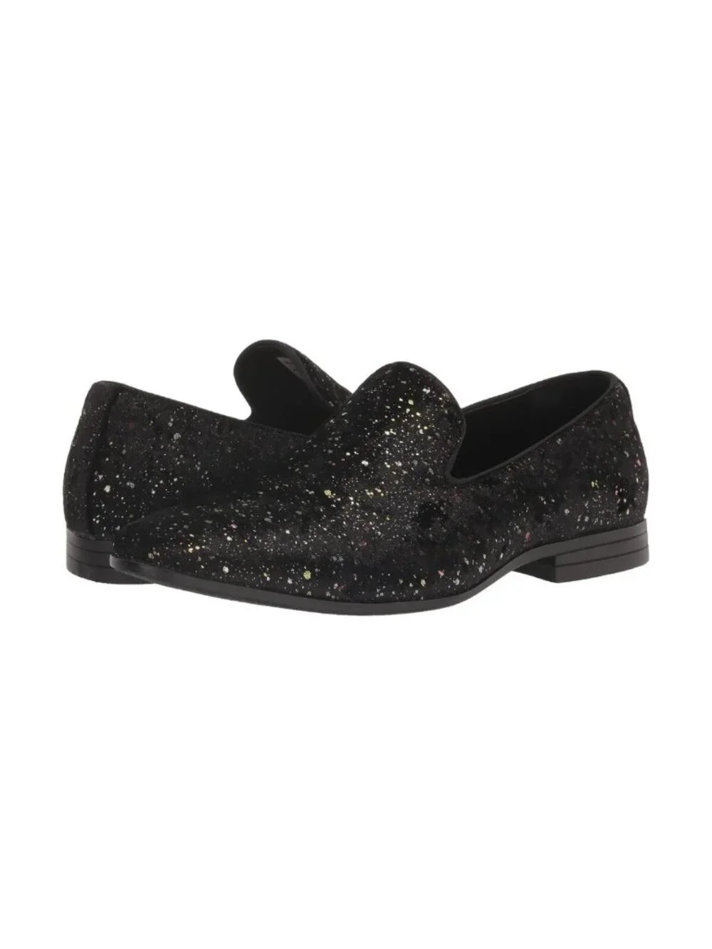 New Stacy Adams Stellar Black Glitter Slip-On Loafers Men’s